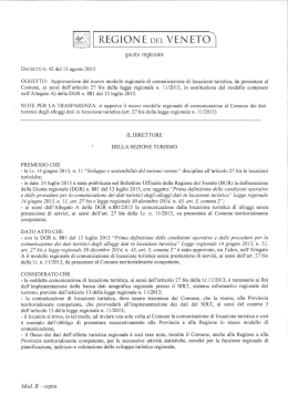 Nuovo modello regionale di comunicazione di locazione turistica