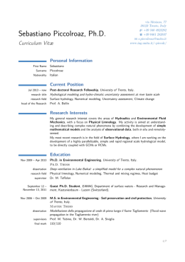 Curriculum Vit&aelig; - Universit&agrave; degli Studi di Trento