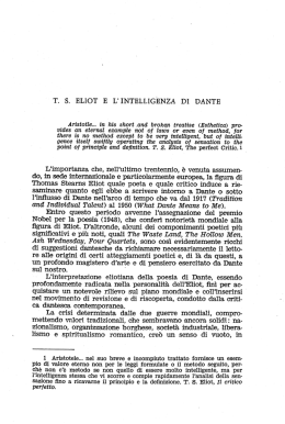 T. S. ELIOT E L` INTELLIGENZA DI DANTE