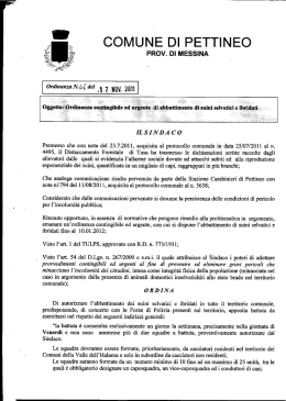 Ordinanza contingibile ed urgente di abbattimento di suini selvatici e