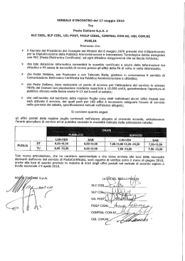 slc cgil, slp cisl, uil post, failp cisal, confsal com.ni
