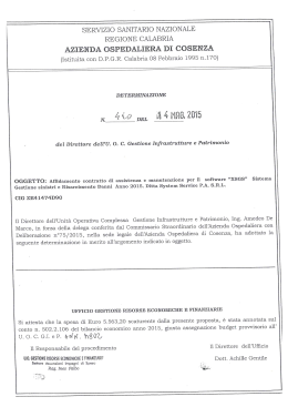 Determina n. 440 CED - Azienda Ospedaliera di Cosenza