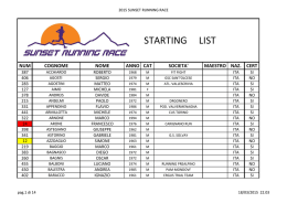 STARTING LIST - Sunset Running Race