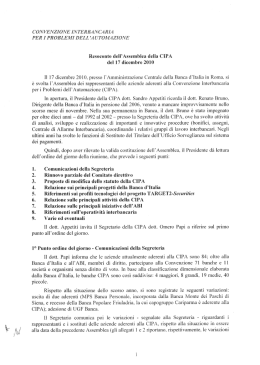 Resoconto dell`Assemblea del 17 dicembre 2010