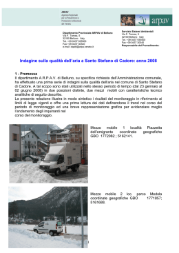 Indagine sulla qualit&agrave; dell`aria - Comune di Santo Stefano di Cadore