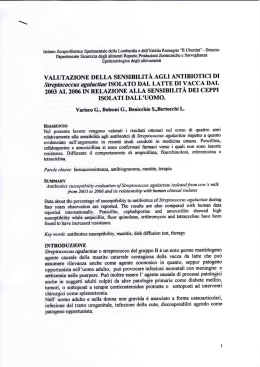VALUTAZIONE DELLA SENSIBILIT&Agrave; AGLI ANTIBIOTICI DI