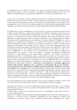 Il contraddittorio per la verifica di anomalia &egrave; una