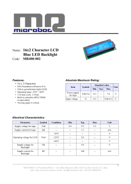 Datasheet del Display LCD 16x2 Blu