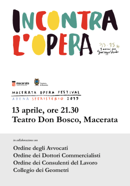 13 aprile, ore 21.30 Teatro Don Bosco, Macerata