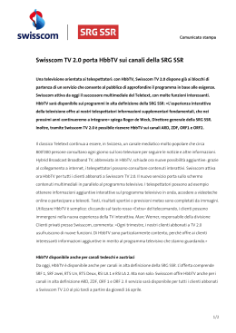 Swisscom TV 2.0 porta HbbTV sui canali della SRG SSR