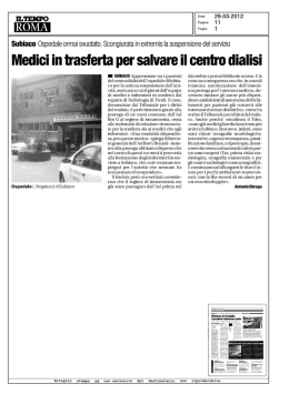 Medici in trasferta per salvare il centro dialisi