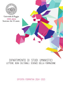 Offerta Formativa 2014 - 2015 - Dipartimento di Studi Umanistici