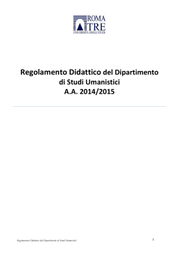 Regolamento Didattico - Università degli Studi Roma Tre