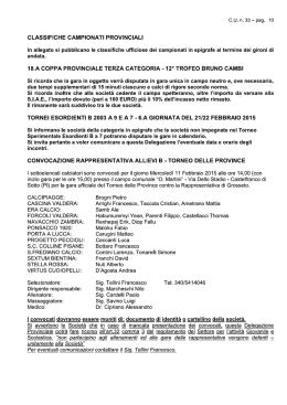 Convocazione 2 giornata
