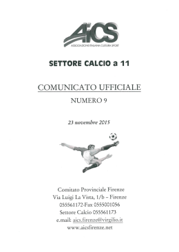 SETTORE CALCIO a 11 COMUNICATG UFFICIALE