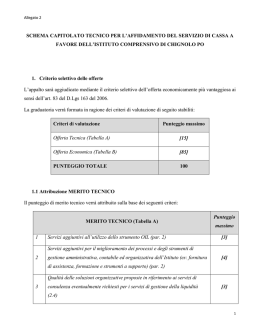 Integrazione tabella valutazione punteggio tecnico