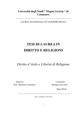Tesi - Diritto d`asilo e libert&agrave; di religione