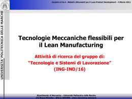 Tecnologie Meccaniche flessibili per il Lean Manufacturing
