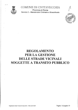 Regolamento per la gestione delle strade vicinali soggette a transito