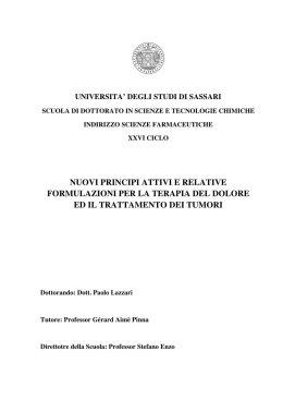 nuovi principi attivi e relative formulazioni per la terapia del dolore