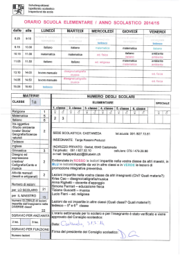ORARIO SCUOLA ELEMENTARE I ANNO SCOLASTICO 2014/15