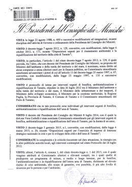 VISTA la legge 23 agosto 1988, n. 400 e successive modiﬁcazioni