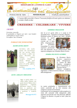 Notiziario n°9 02-05-2013 - Missionarie di S. Antonio Maria Claret