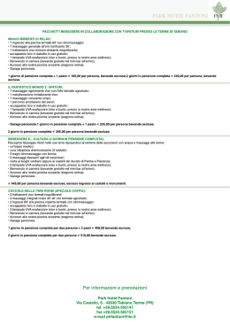 PACCHETTI BENESSERE IN COLLABORAZIONE CON T