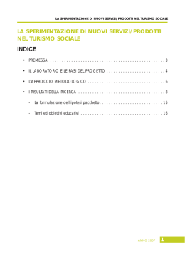 La sperimentazione di nuovi servizi/prodotti nel turismo sociale