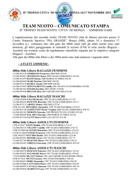 TEAM NUOTO &ndash; COMUNICATO STAMPA