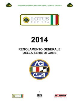 REGOLAMENTO SPORTIVO LOTUS CUP 2014