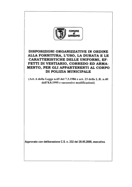 Massa vestiaria appartenenti Corpo Polizia