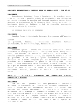 Verbale del consiglio provinciale dell`11 gennaio 2011