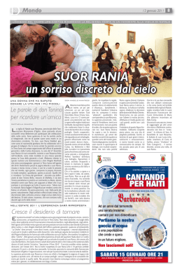 SUOR RANIA un sorriso discreto dal cielo