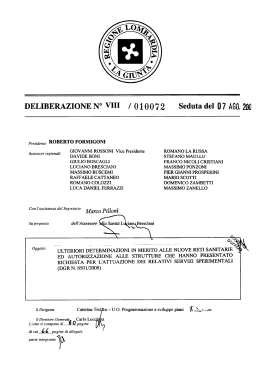 DELIBERAZIONE N&deg; VIII / 0 1 0 0 7 2 Seduta del 07 &Agrave;G&Ugrave;. 206