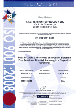 T.T.M. TENSION TECHNOLOGY SRL Via A. da Giussano, 9 20011