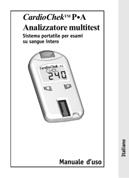 Manuale d`uso CardioChekTM P&bull;A Analizzatore multitest