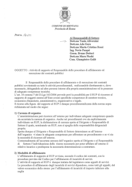 OGGETTO : Attivit&agrave; di supporto al Responsabile delle procedure di