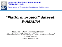 “Platform project” dataset: E-HEALTH