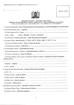 REPUBLIC OF KENYA - REPUBBLICA DEL KENYA