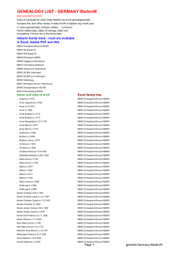 GENEALOGY LIST - GERMANY-BadenW