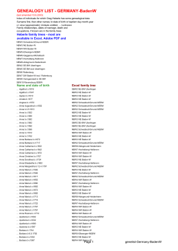 GENEALOGY LIST - GERMANY-BadenW