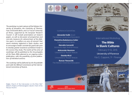 The Bible in Slavic Cultures - Università degli Studi di Firenze