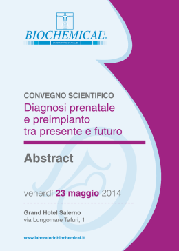 Scarica l`abstract del convegno - Laboratorio di Analisi Cliniche