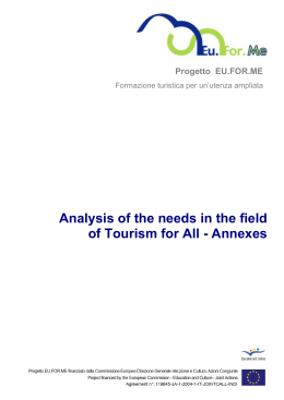 Analysis of the needs in the field of Tourism for All