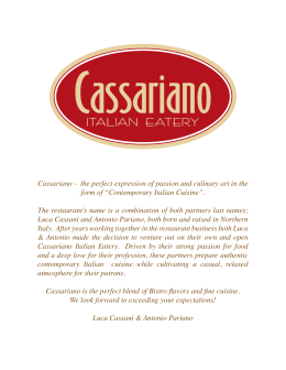 Cassariano - the perfect expression of passion and culinary art in