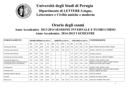 Università degli Studi di Perugia Orario degli esami