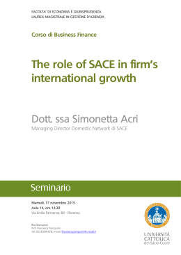 The role of SACE in firm`s international growth