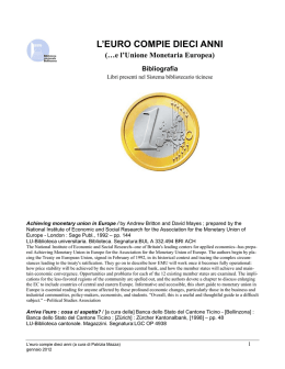 L`Euro compie dieci anni - Sistema bibliotecario ticinese