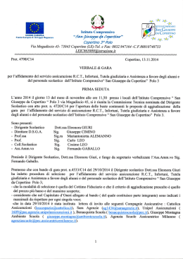 Verbale di gara per l`affidamento del servizio assicurazione R.C.T.